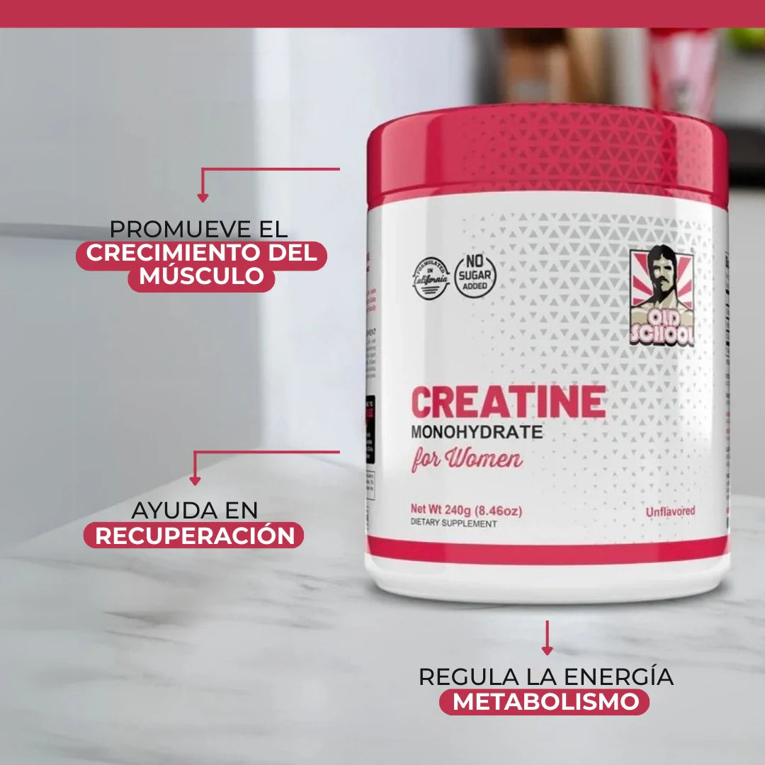 👌Creatine monohydrate Old School | Creatina monohidratada pura para mujeres 👌