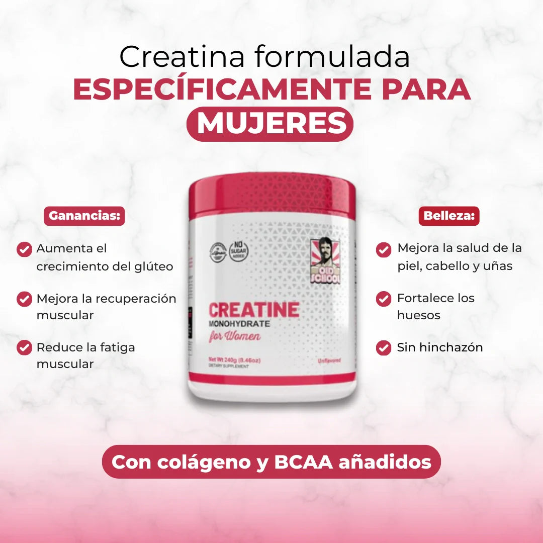 👌Creatine monohydrate Old School | Creatina monohidratada pura para mujeres 👌